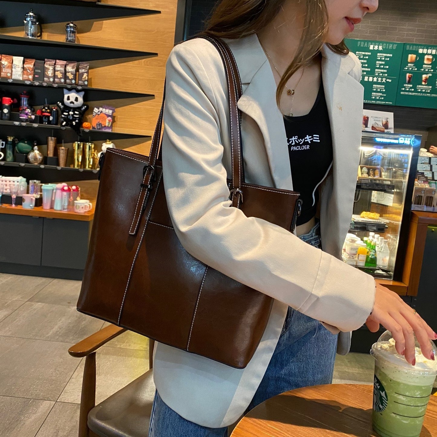 Genuine Leather Cowhide Tote Bag