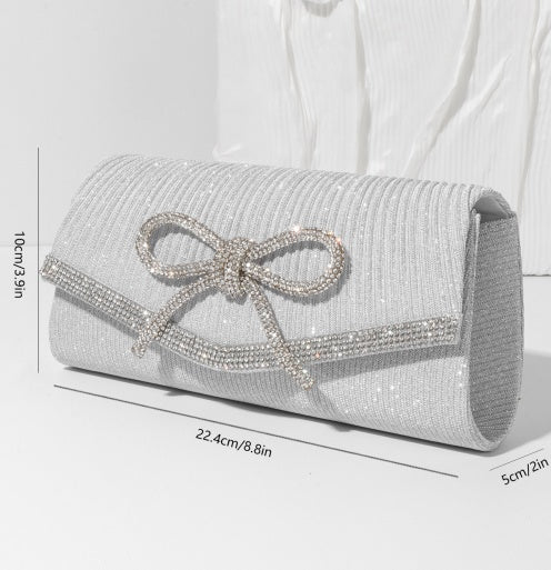 Evening Rhinestone Bow Clutch