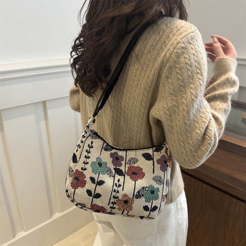Stitched Fabric Shoulder Bag
