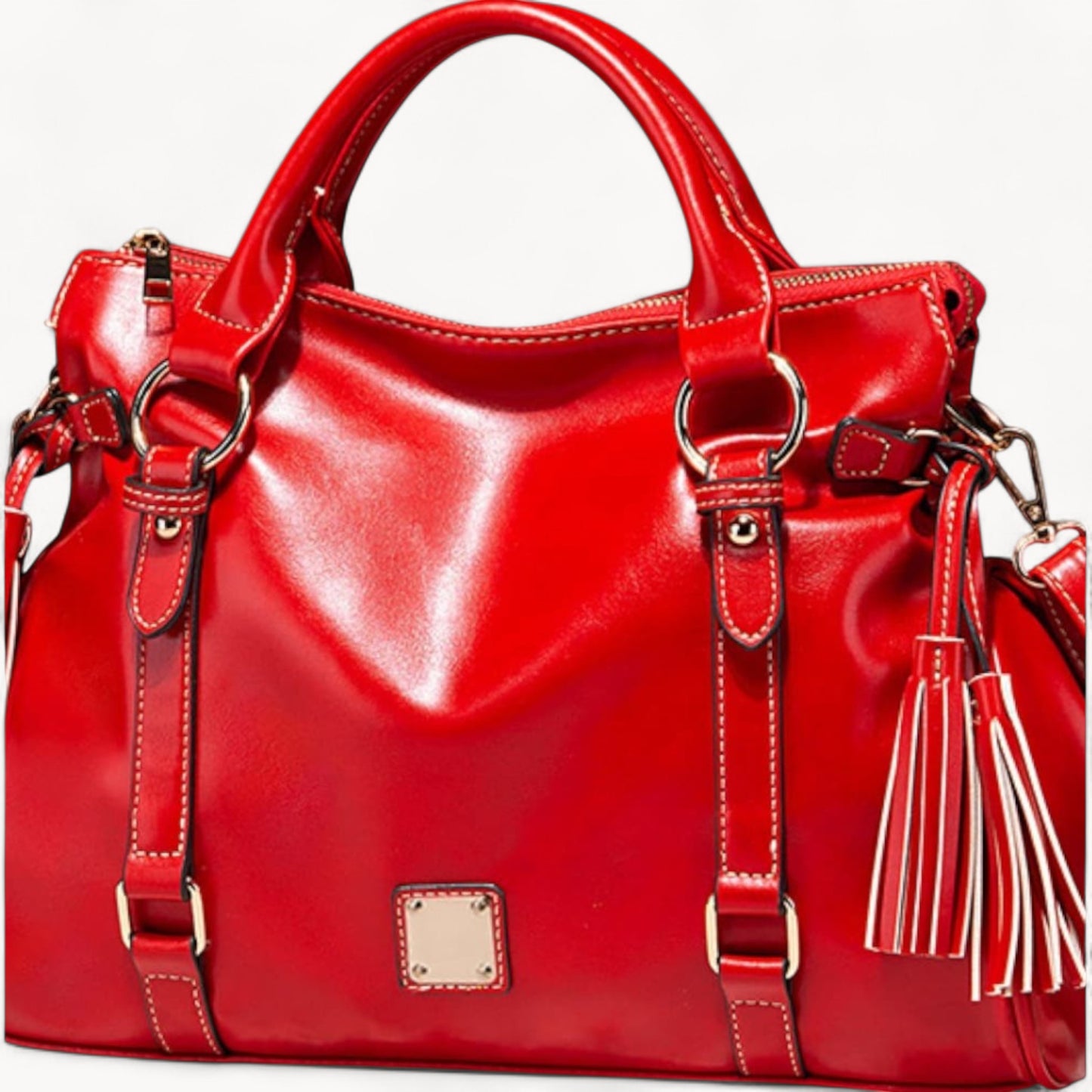 PU Leather Handbag with Tassels