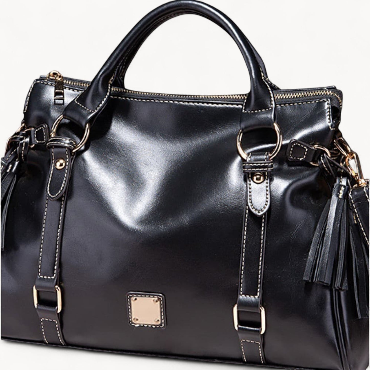 PU Leather Handbag with Tassels