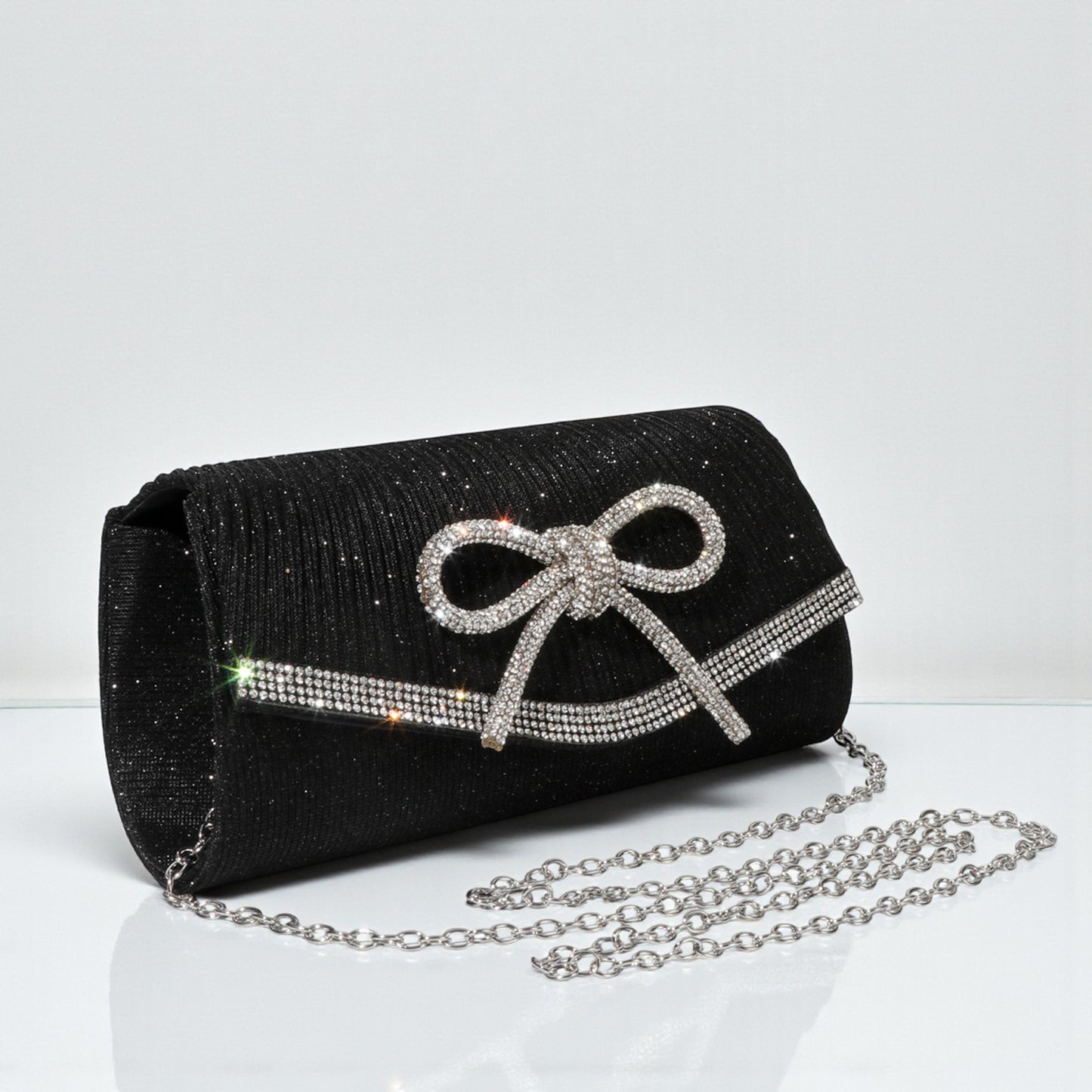 Evening Rhinestone Bow Clutch