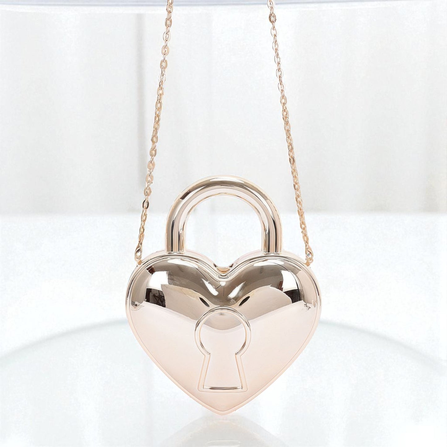 Metallic Heart Acrylic Crossbody Bag