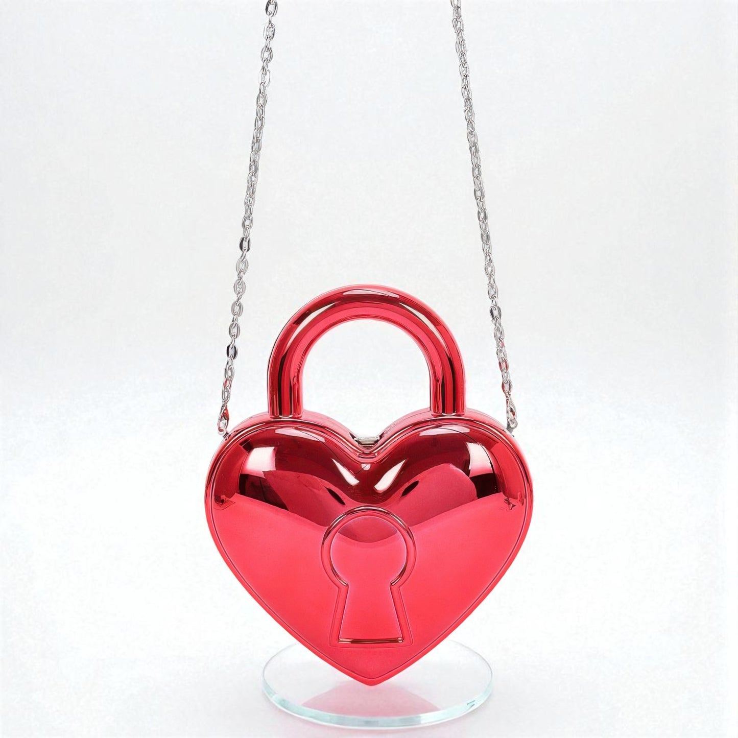Metallic Heart Acrylic Crossbody Bag