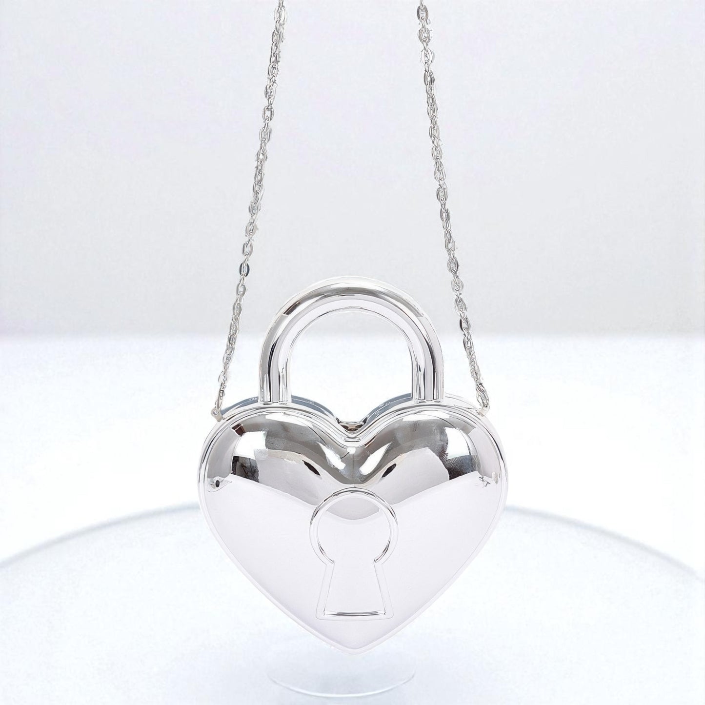 Metallic Heart Acrylic Crossbody Bag