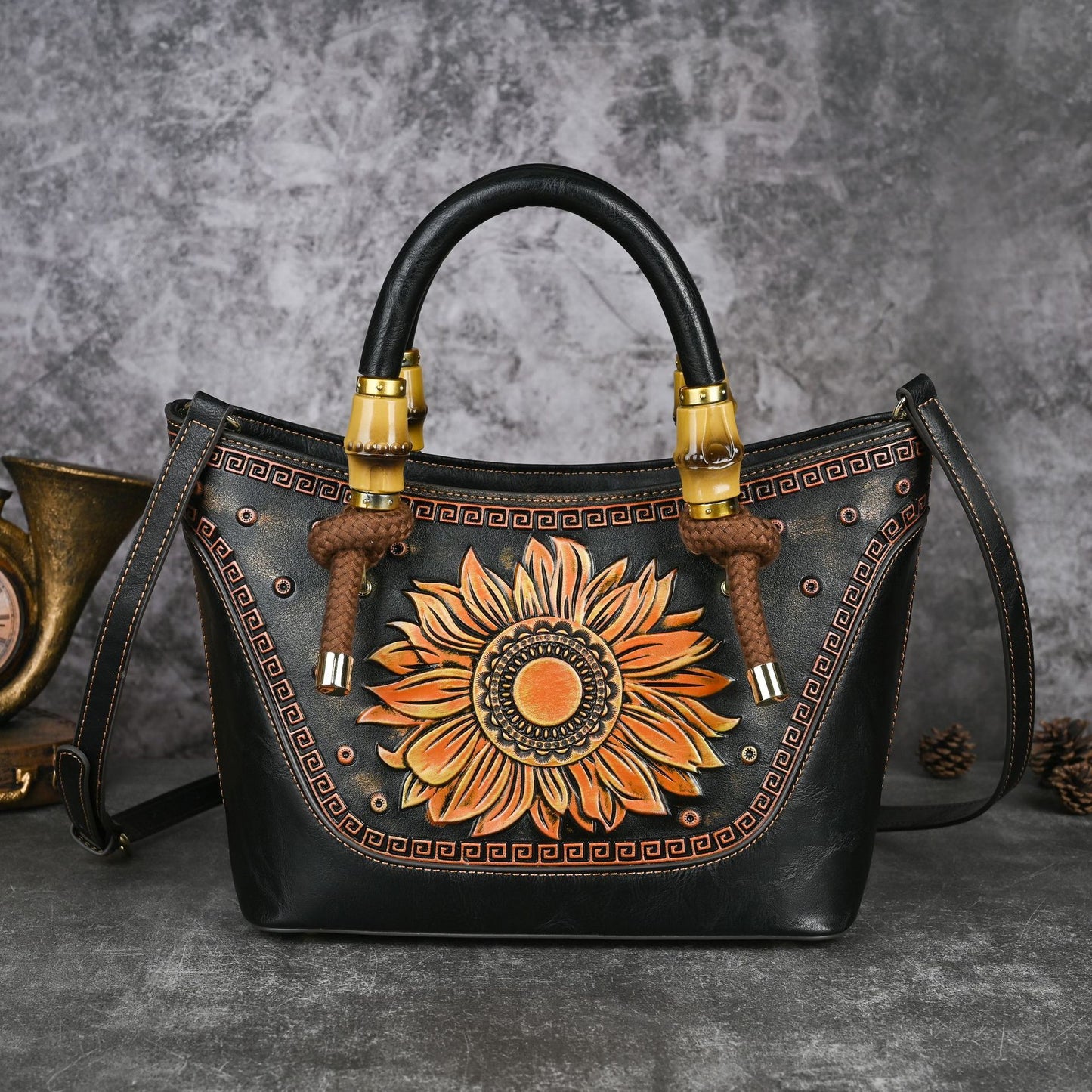 Sunflower Leather Crossbody Bag
