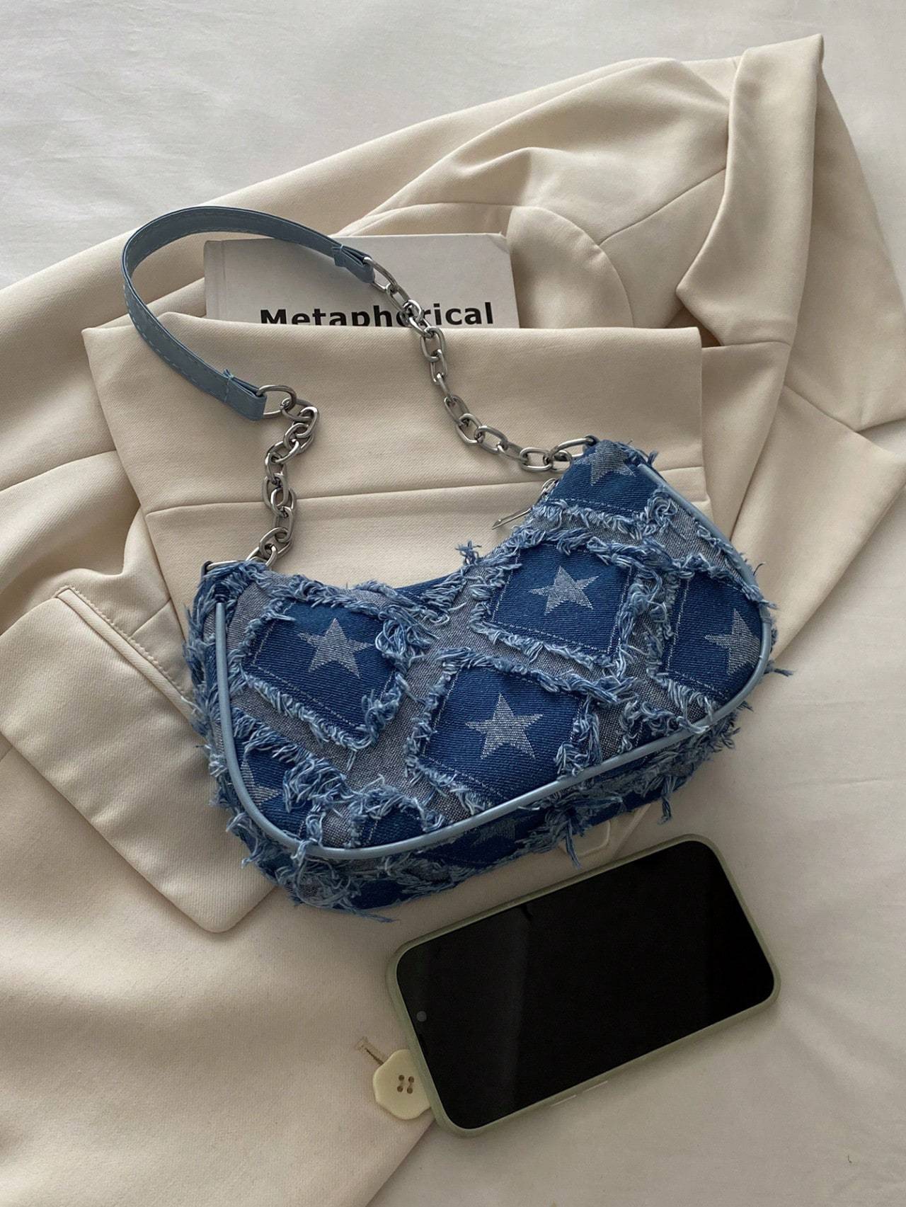 Star Denim Chain Women's Shoulder Bag