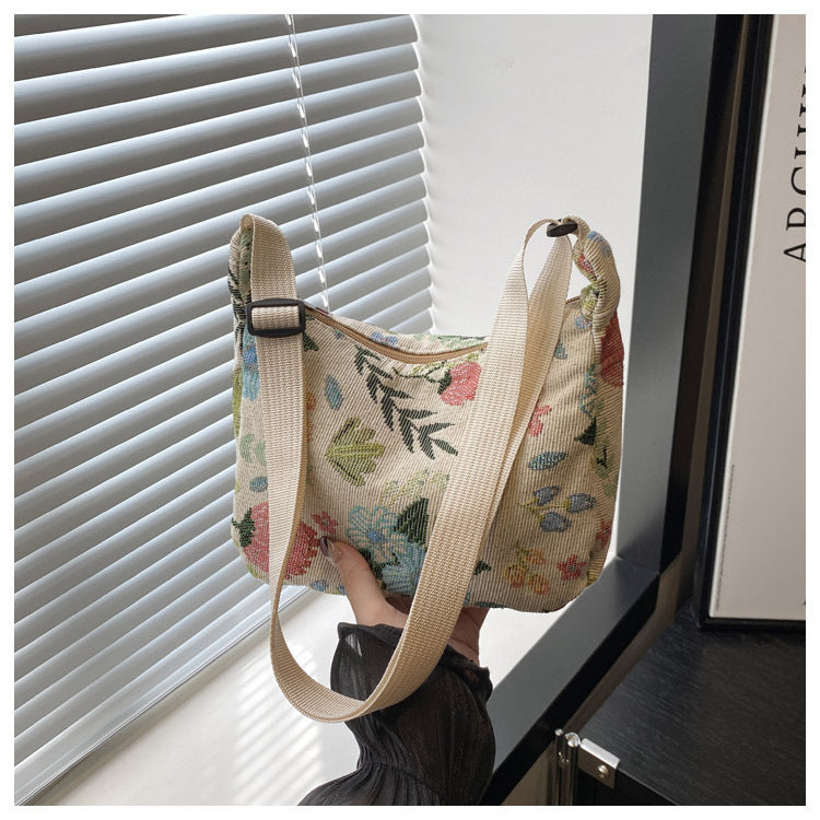 Stitched Fabric Shoulder Bag