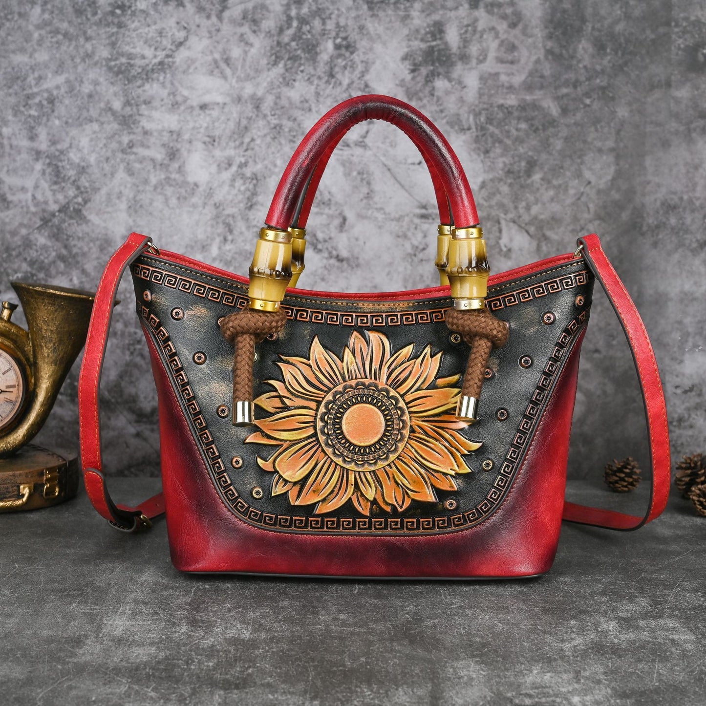 Sunflower Leather Crossbody Bag