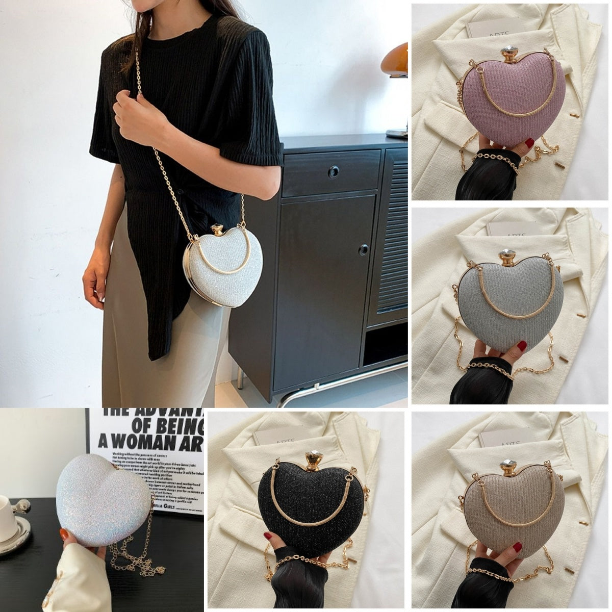 Heart Shaped Evening Clutch Crossbody