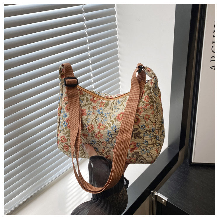 Stitched Fabric Shoulder Bag