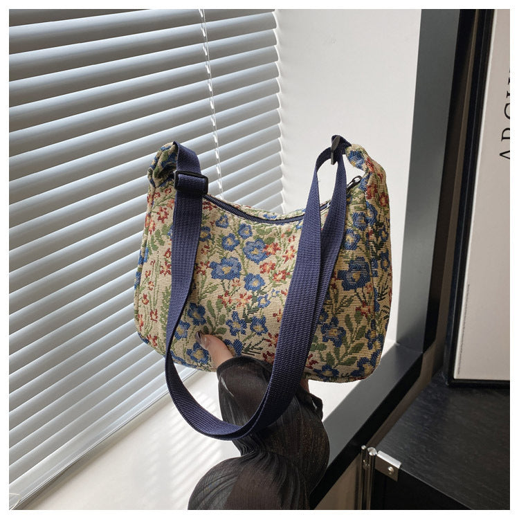 Stitched Fabric Shoulder Bag