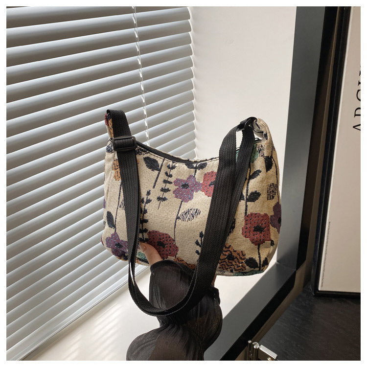 Stitched Fabric Shoulder Bag