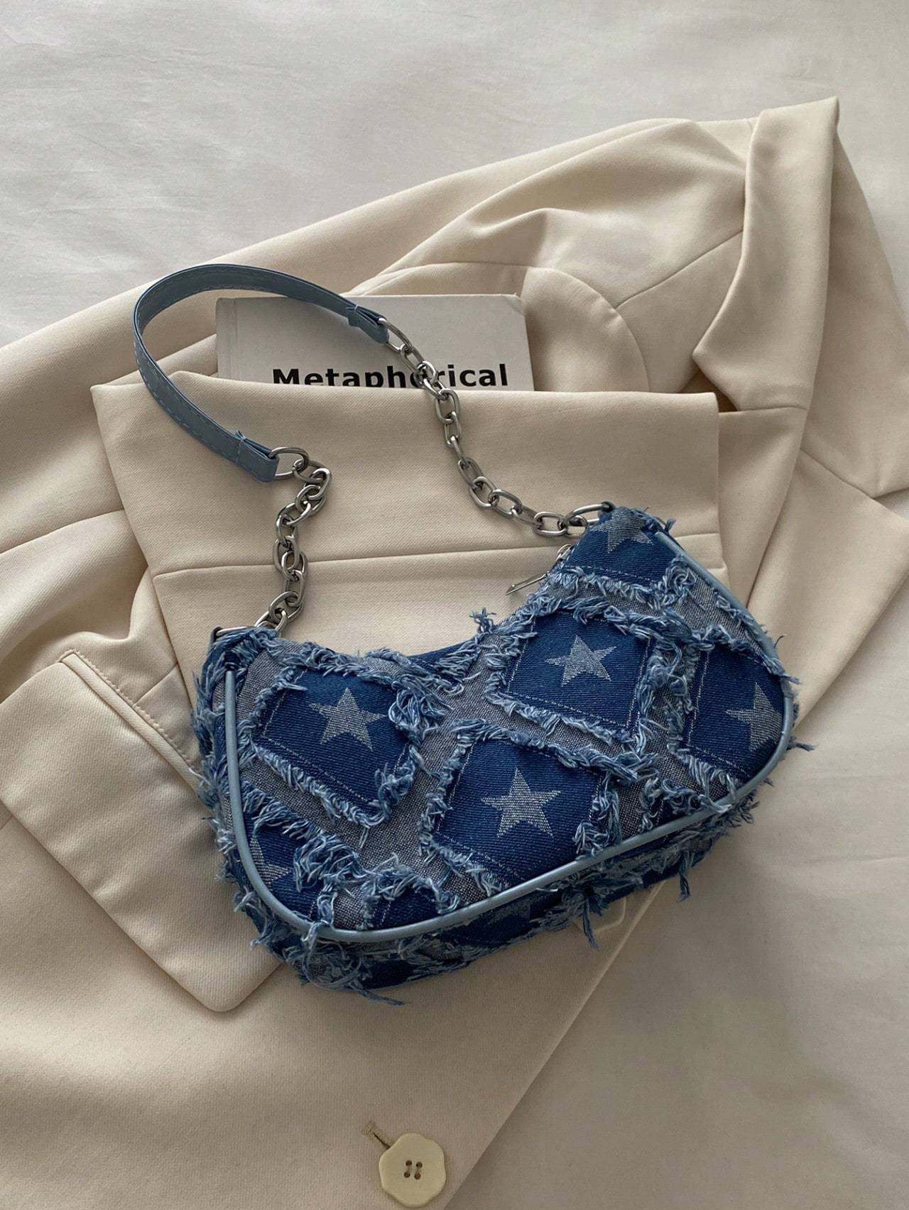 Star Denim Chain Women's Shoulder Bag