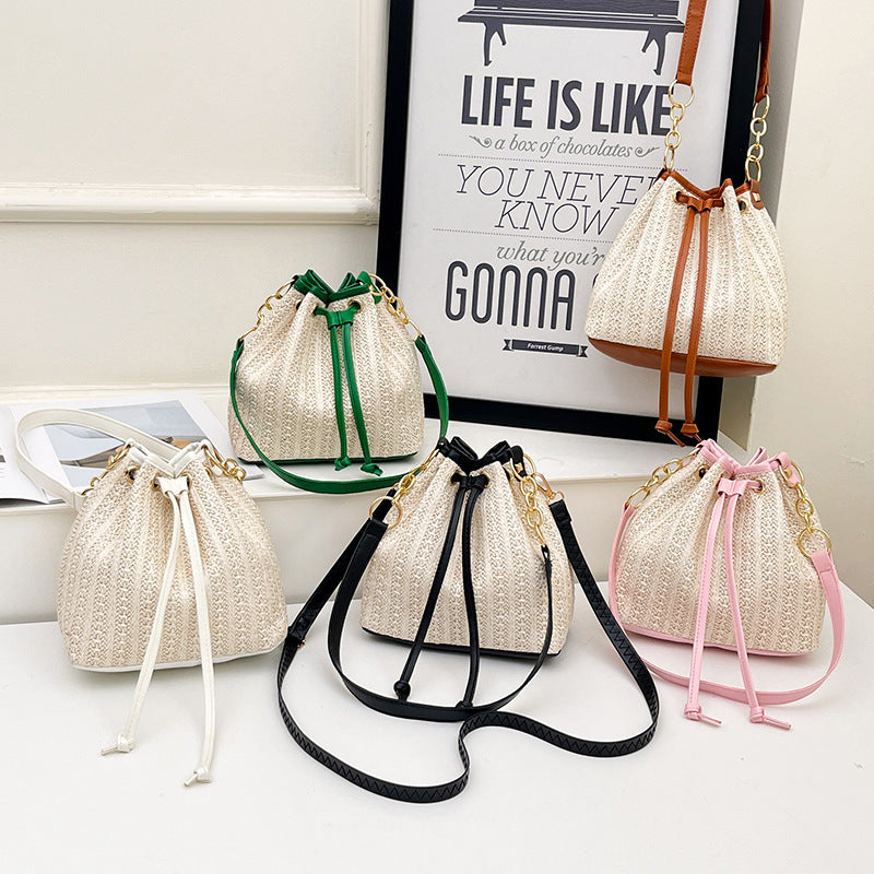 Women's Woven Bucket Bag