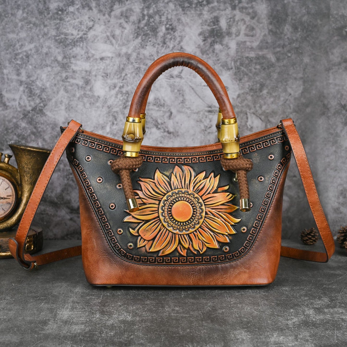 Sunflower Leather Crossbody Bag