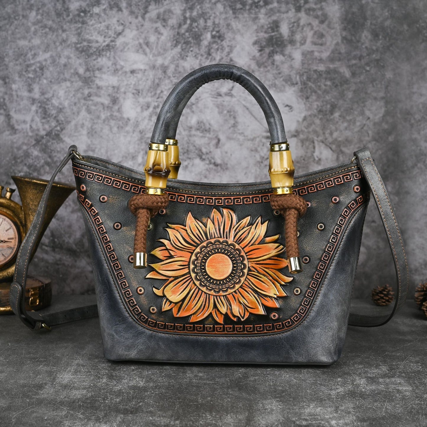 Sunflower Leather Crossbody Bag