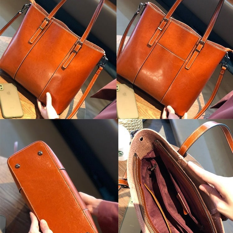 Genuine Leather Cowhide Tote Bag