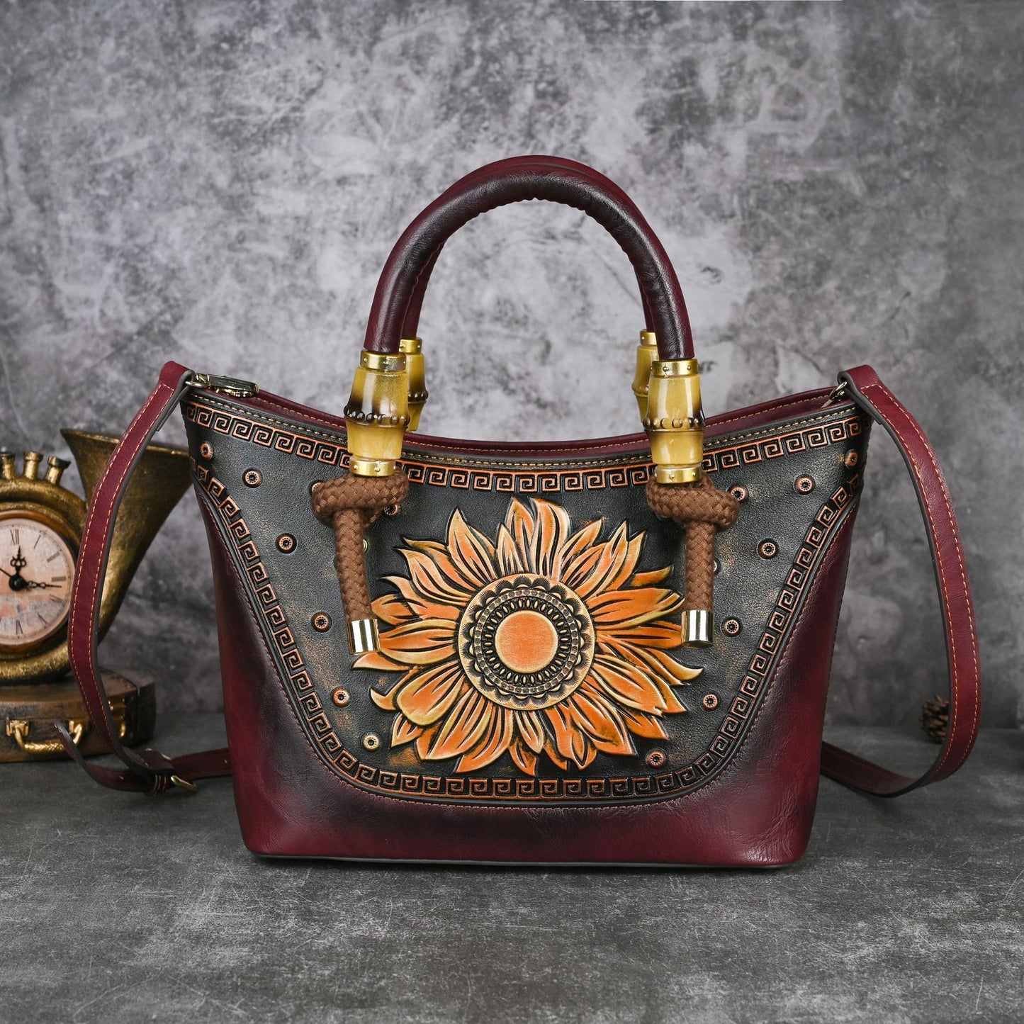 Sunflower Leather Crossbody Bag
