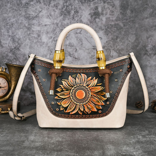 Sunflower Leather Crossbody Bag