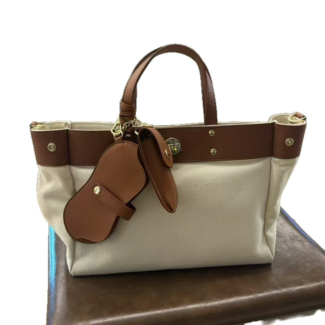 Canvas Tote Bag w/ Cowhide Trim