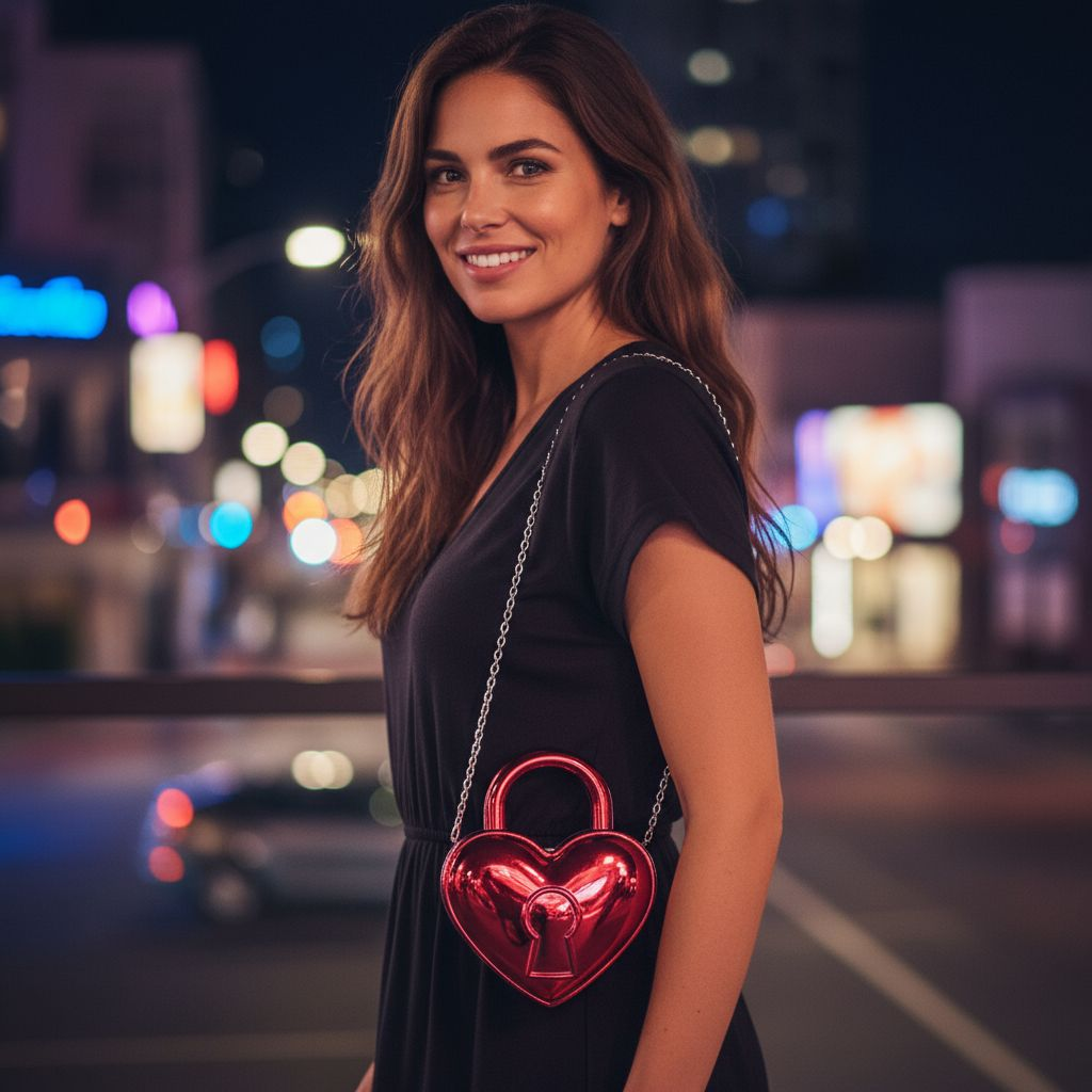 Metallic Heart Acrylic Crossbody Bag