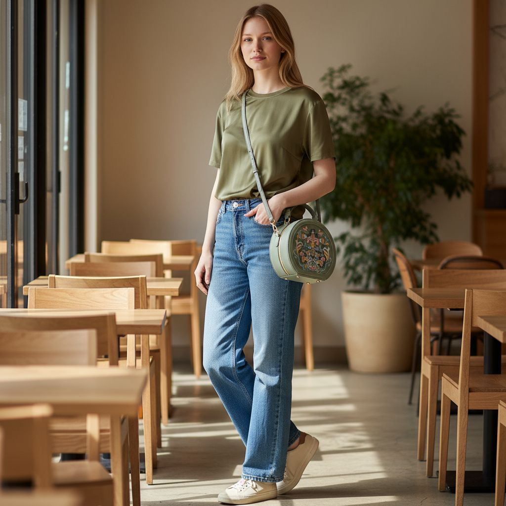 Embroidered Round Crossbody Bag