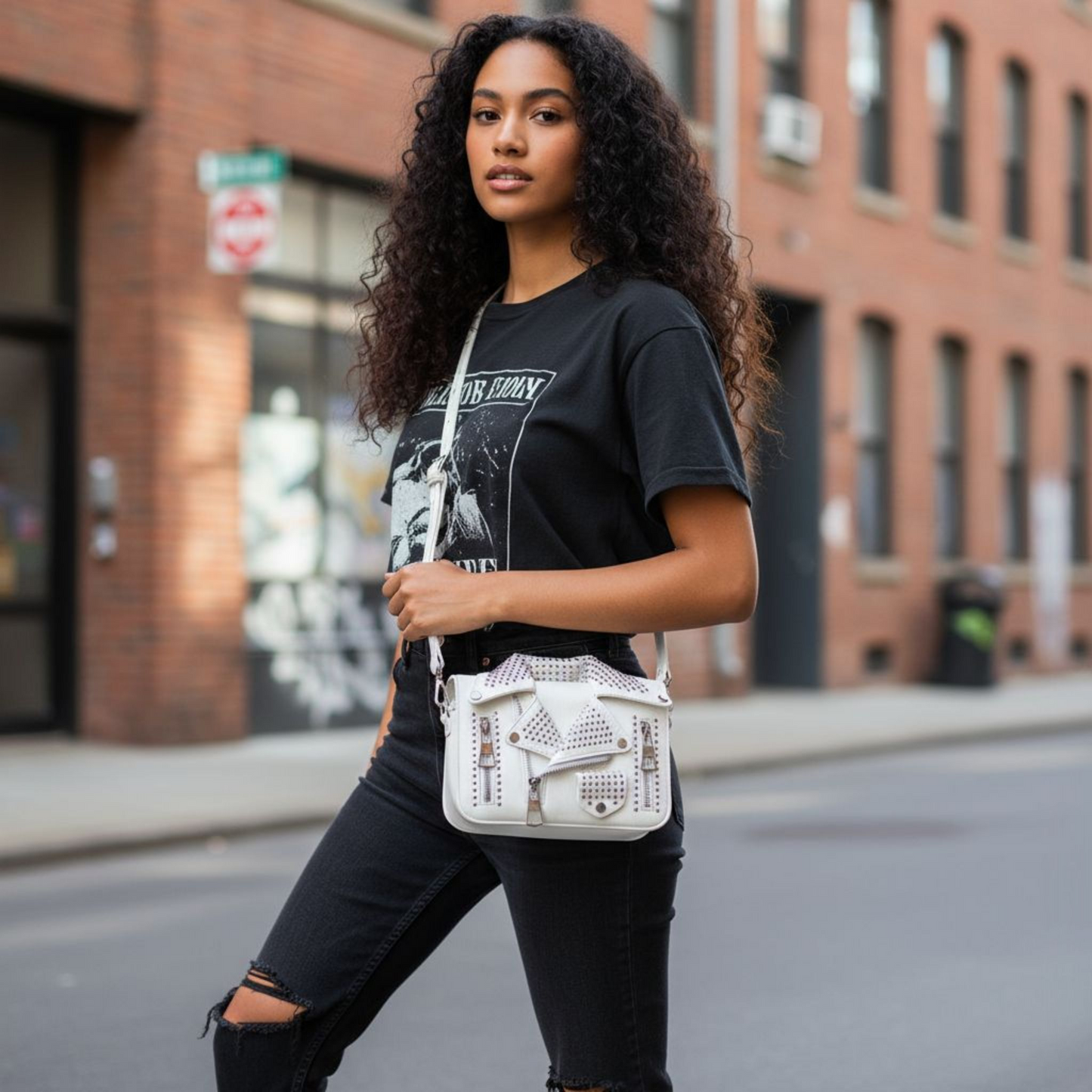 Metal Studded Jacket Crossbody