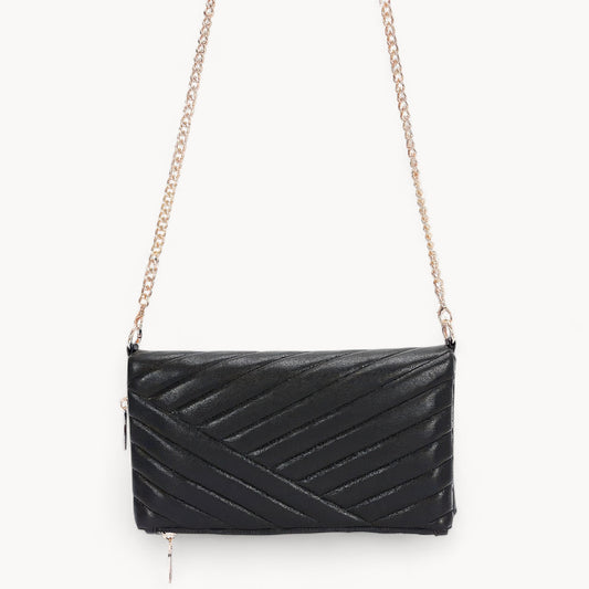 Quilted Faux Leather Half Folded Cltuch