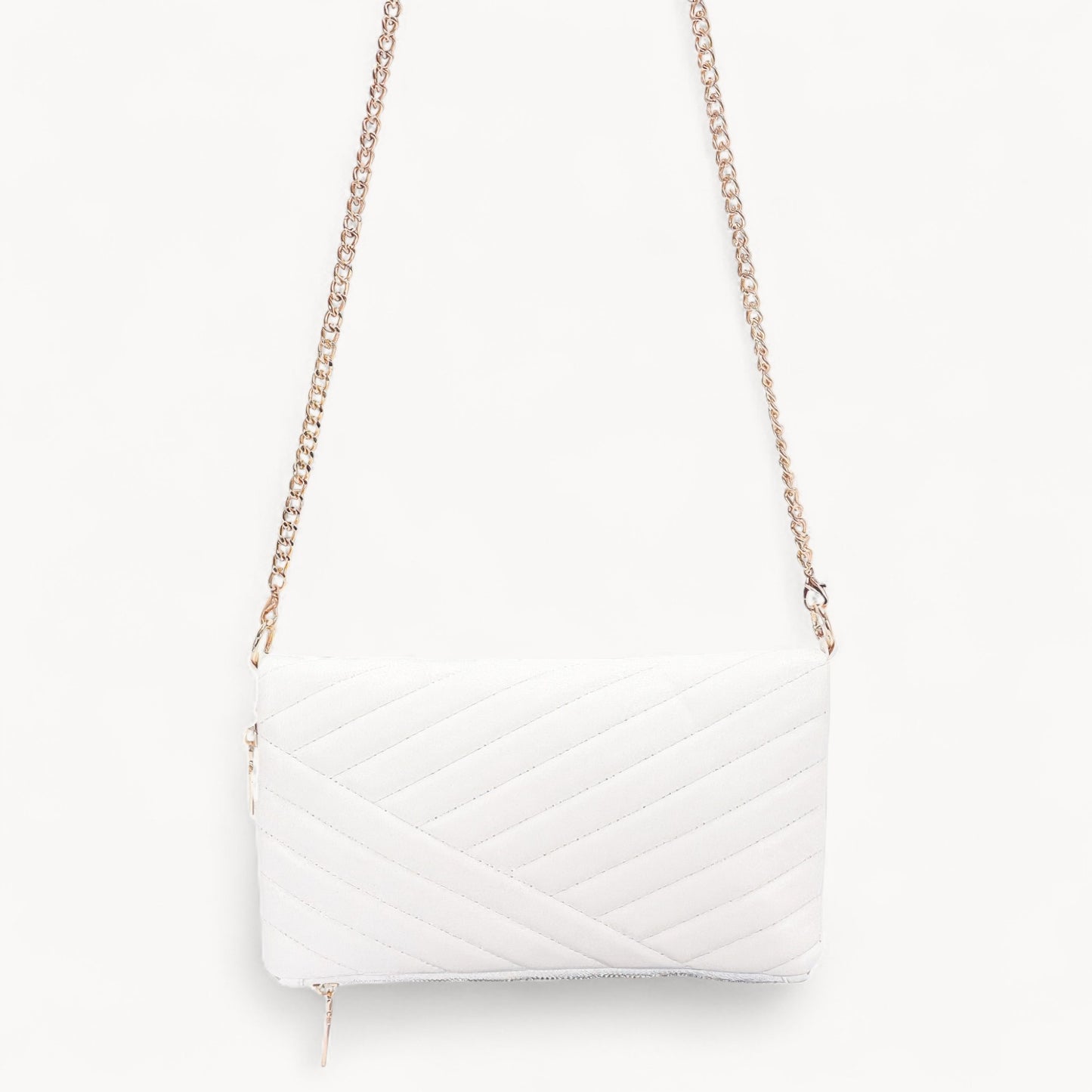 Quilted Faux Leather Half Folded Cltuch