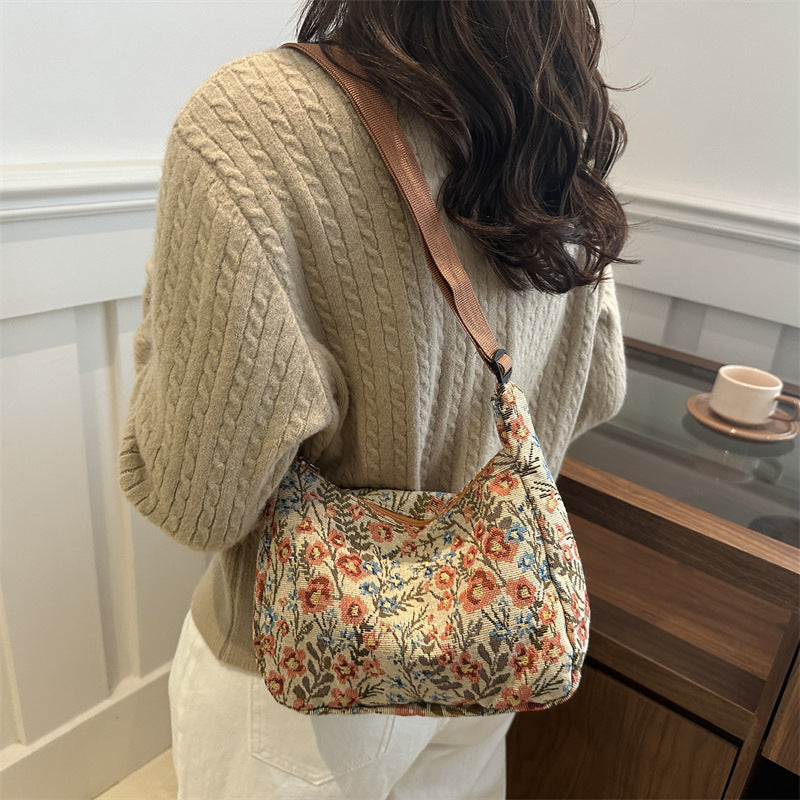 Stitched Fabric Shoulder Bag