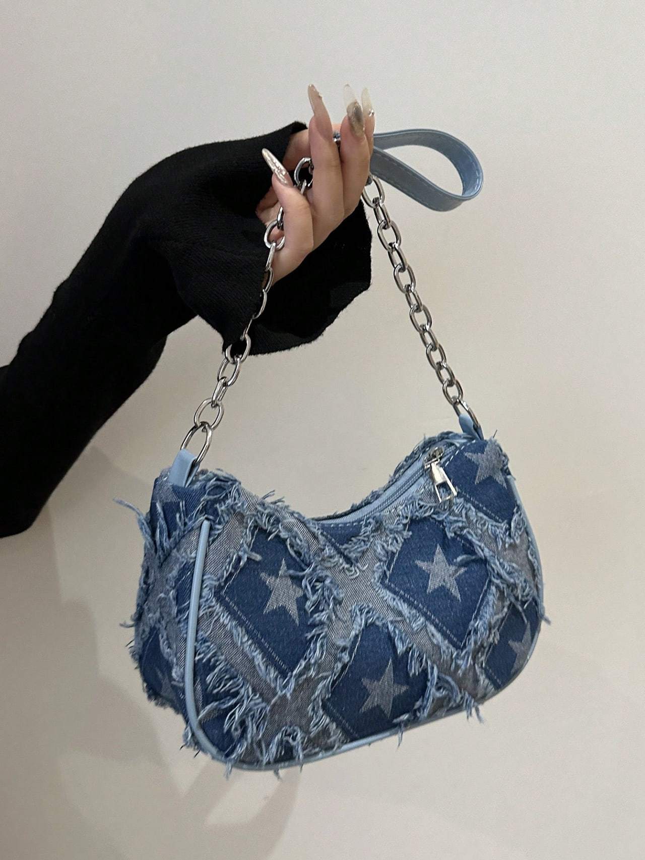 Star Denim Chain Women's Shoulder Bag