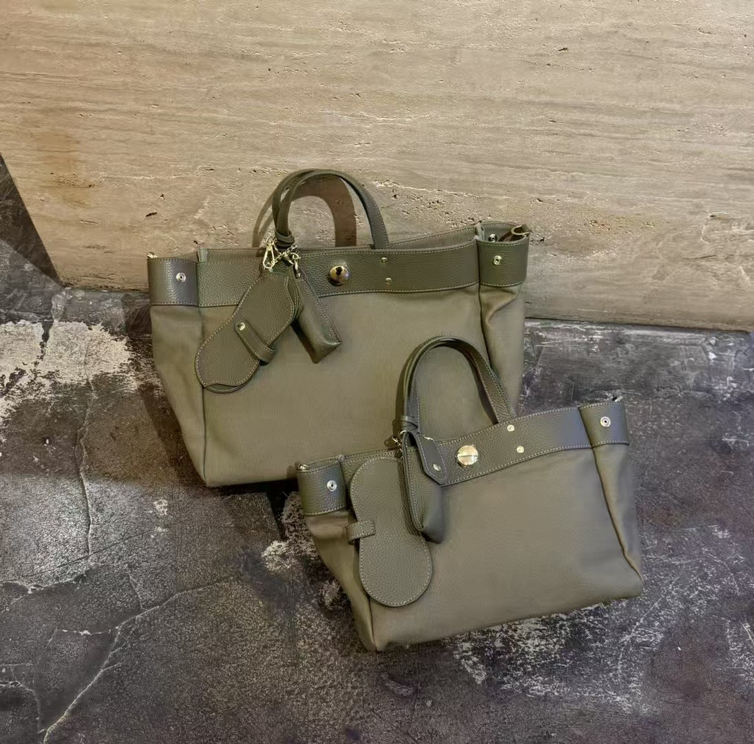 Canvas Tote Bag w/ Cowhide Trim