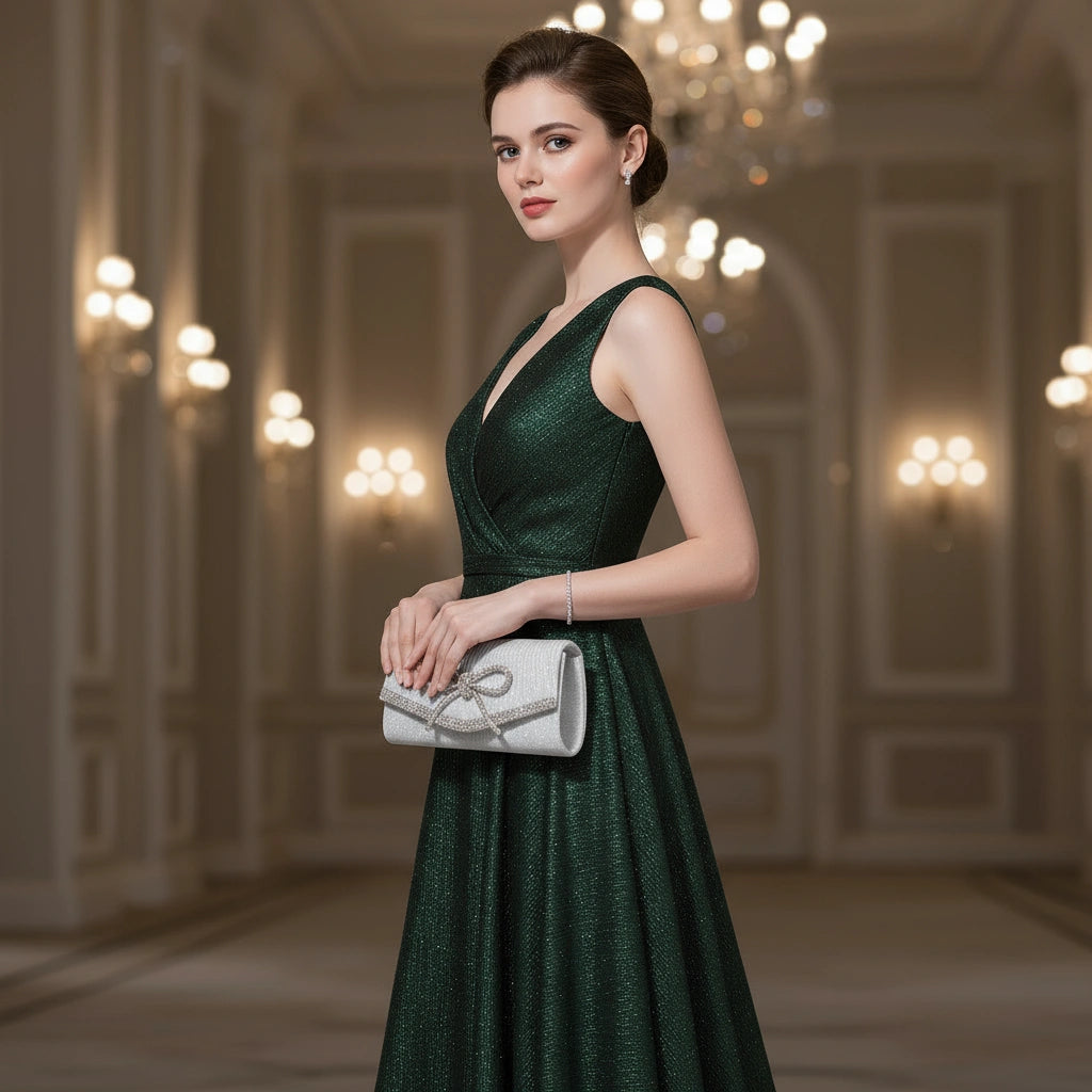 Evening Rhinestone Bow Clutch