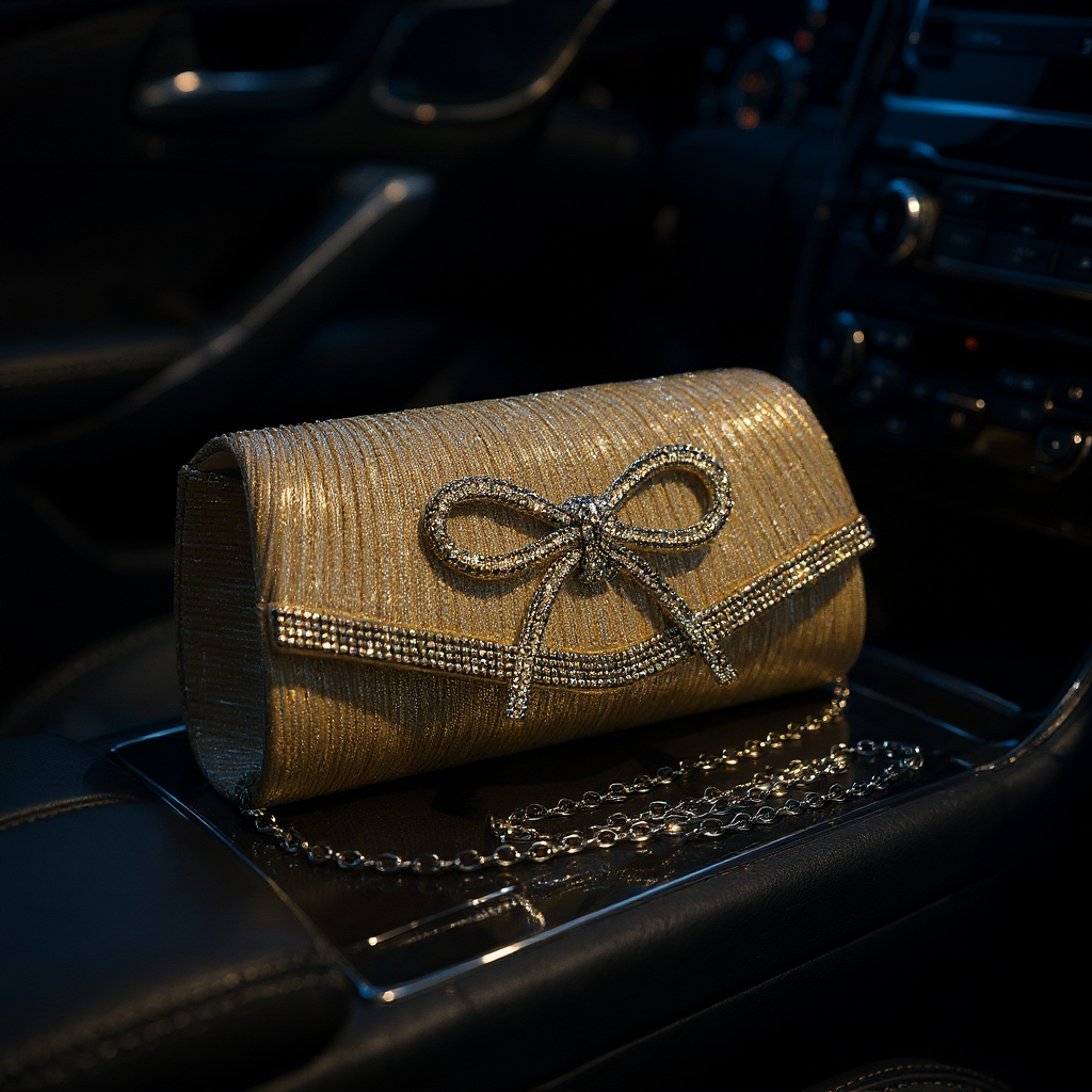 Evening Rhinestone Bow Clutch