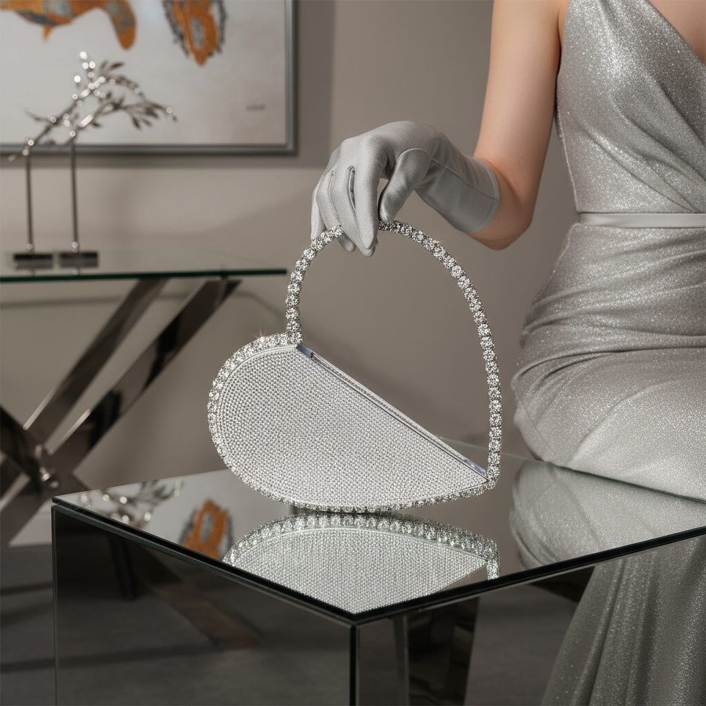 Heart Shape Rhinestone Bag