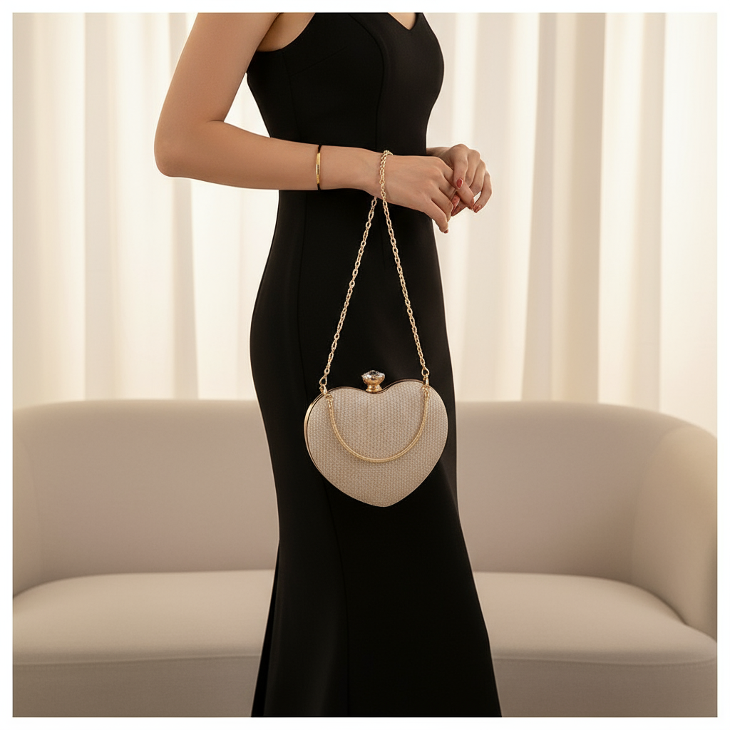 Heart Shaped Evening Clutch Crossbody