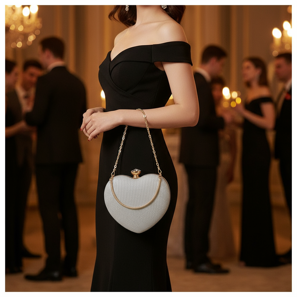 Heart Shaped Evening Clutch Crossbody