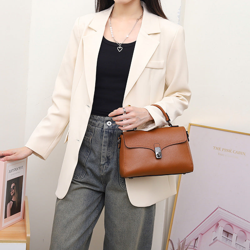 Full Grain Leather Casual Handheld Versatile Crossbody Bag