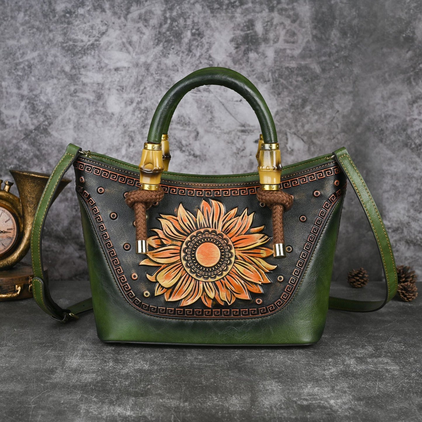 Sunflower Leather Crossbody Bag