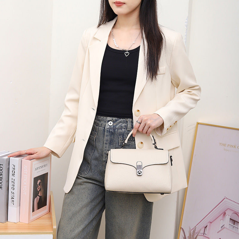 Full Grain Leather Casual Handheld Versatile Crossbody Bag