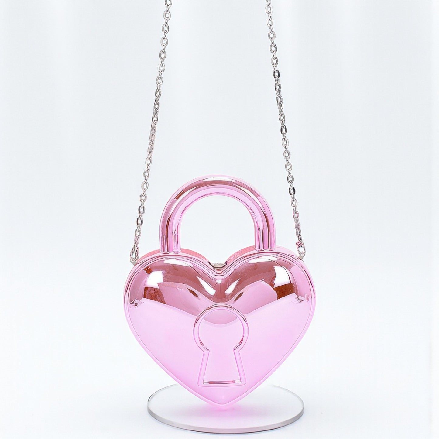 Metallic Heart Acrylic Crossbody Bag