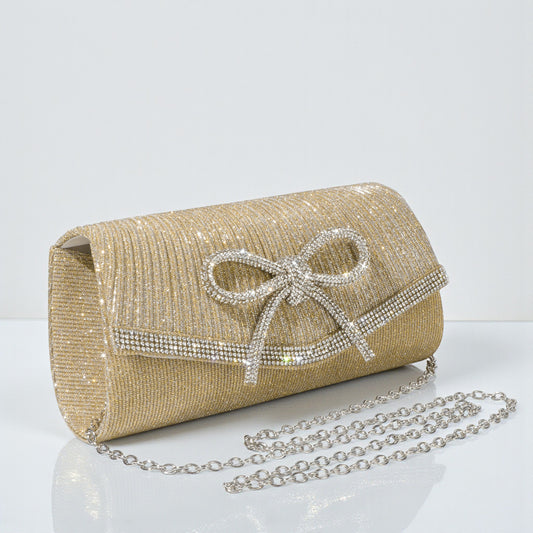 Evening Rhinestone Bow Clutch