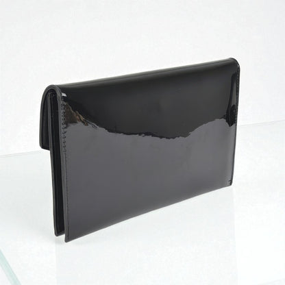 Enamel Faux Leather Metal Handle Flap Clutch