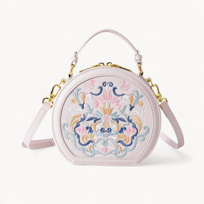 Embroidered Round Crossbody Bag