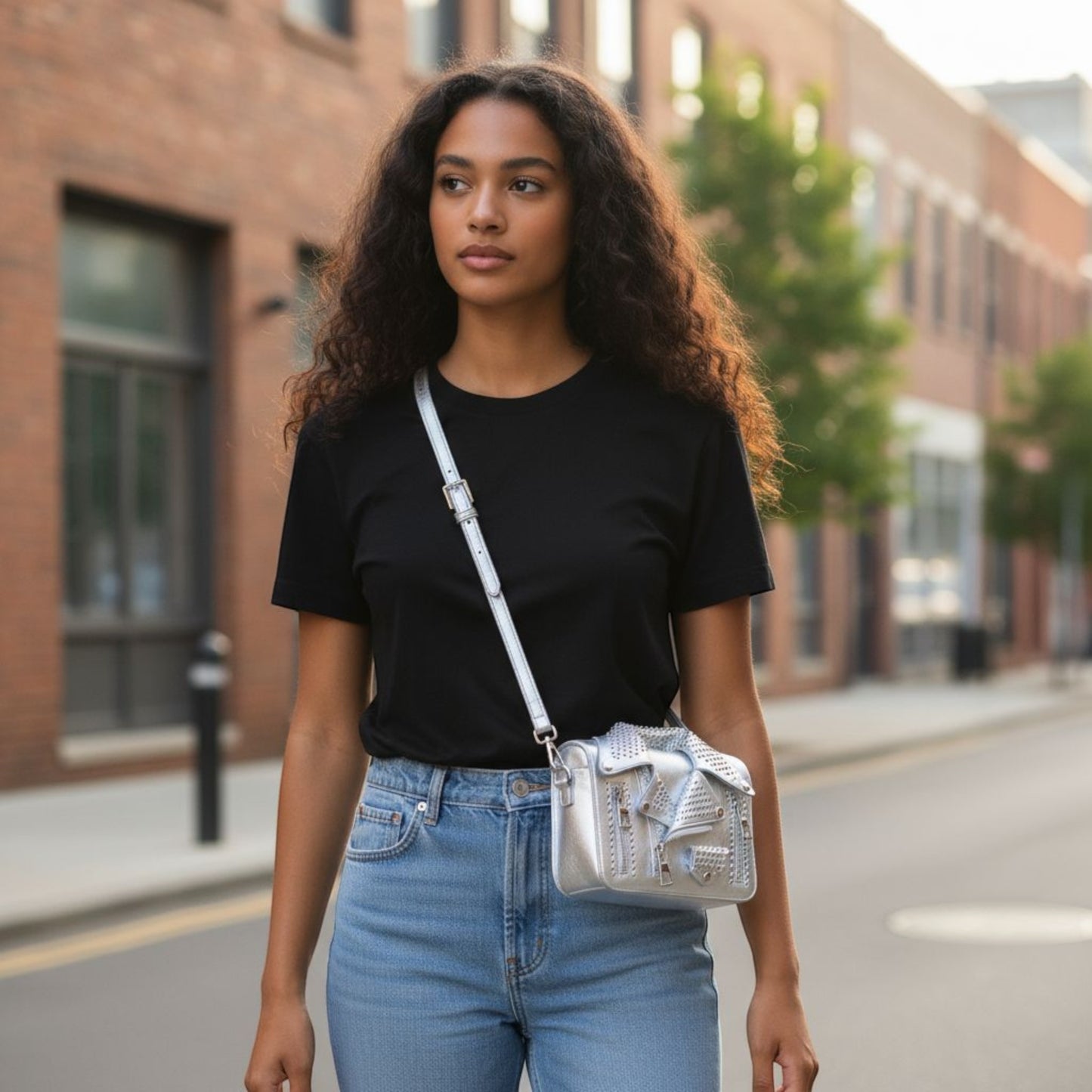 Metal Studded Jacket Crossbody