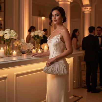 Glamora Pleated Rhinestone Evening Clutch