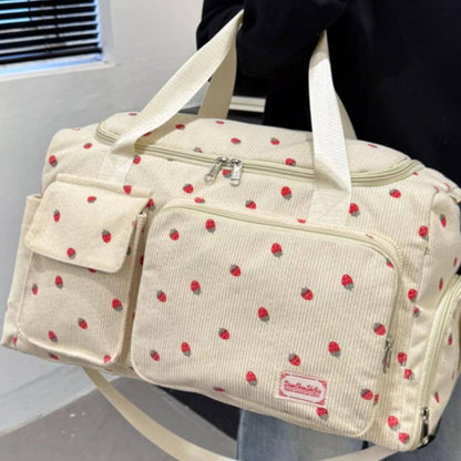 The Berry & Co. Strawberry Print Corduroy Travel Bag