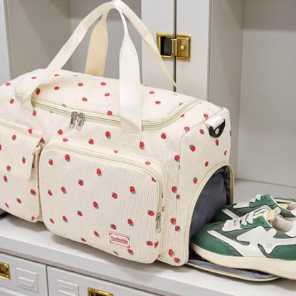 The Berry & Co. Strawberry Print Corduroy Travel Bag