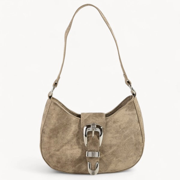 Buckle Detail Hobo Shoulder Bag
